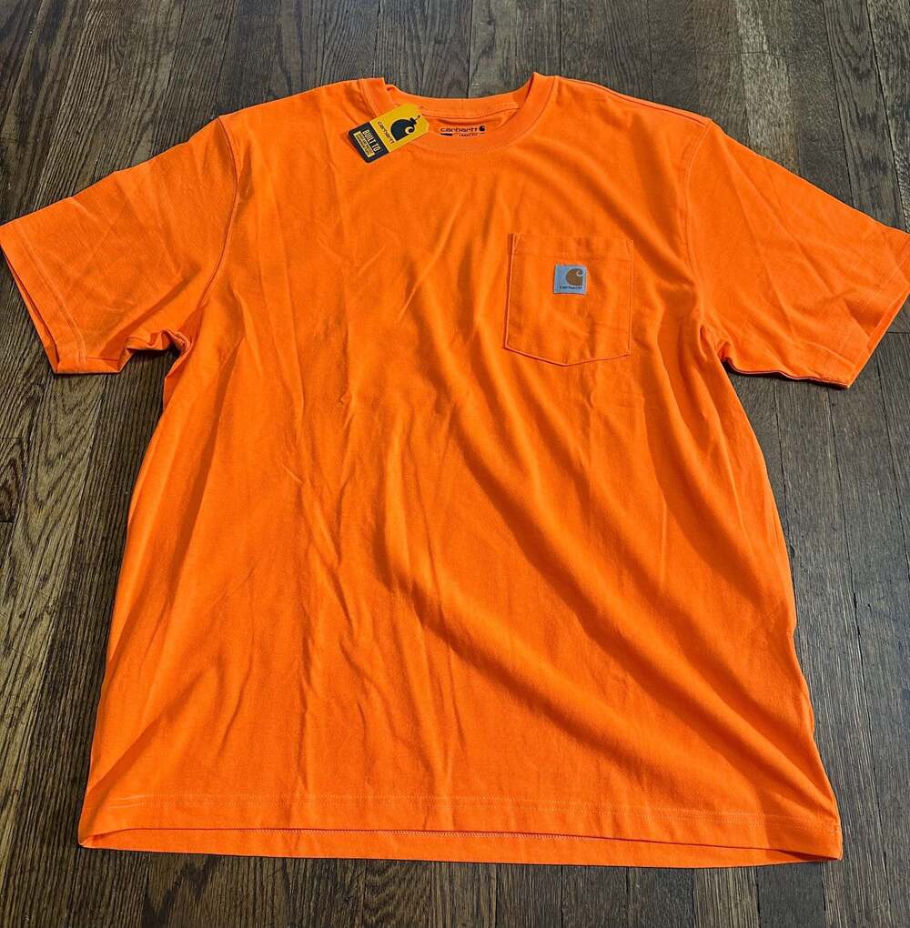 Carhartt Loose Fit Heavyweight Short-Sleeve Pocket T-Shirt, Bright Orange Large